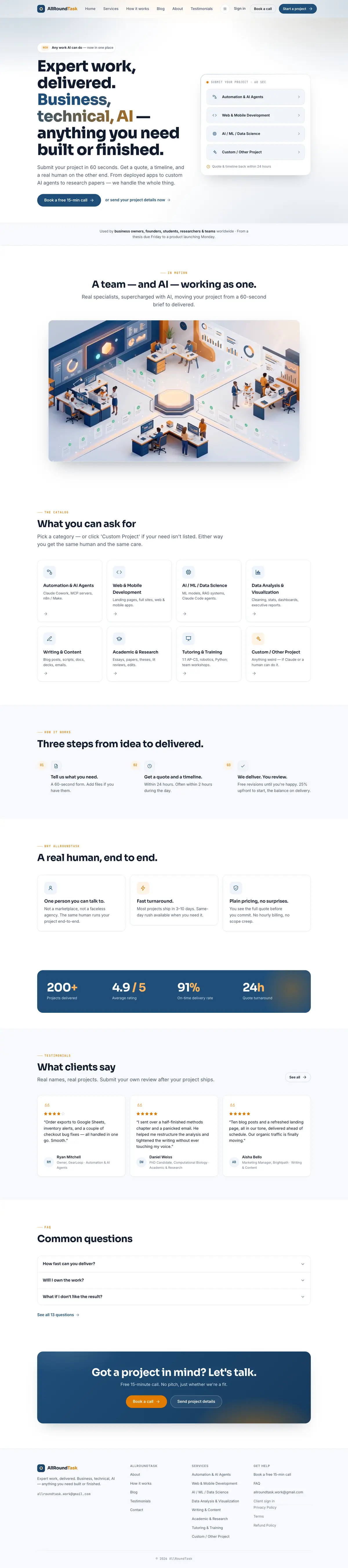 AllRoundTask - Expert Work, Delivered website, full page