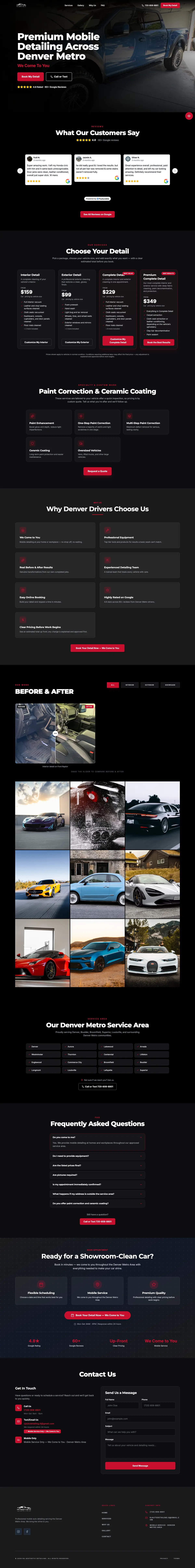 RA Aesthetic Detailing - Mobile Auto Detailing website, full page
